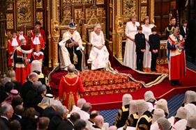 King making speech in Parliament